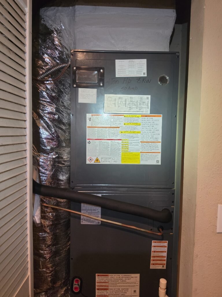 New Indoor HVAC Unit Installation in Tampa, FL 33611 New indoor HVAC unit installed in closet, Tampa, FL 33611