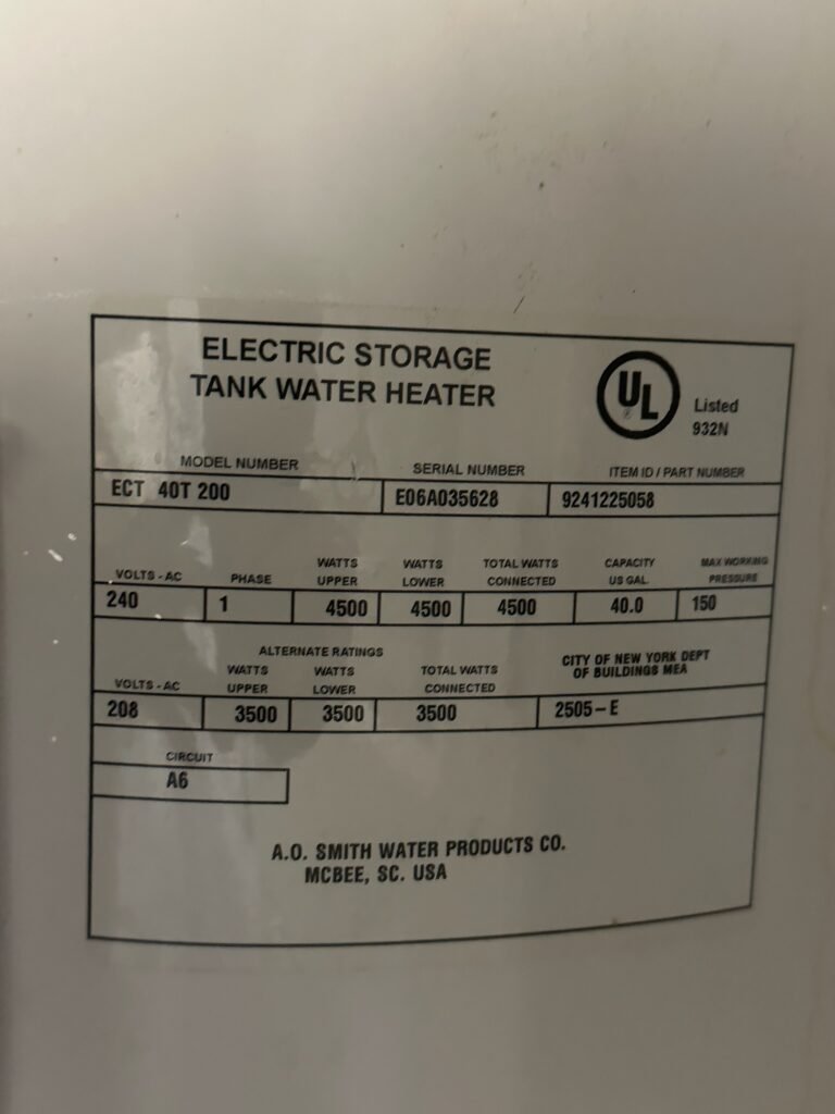 Close-up of Old Water Heater Label in Zephyrhills, FL 33541 Close-up of old water heater label in Zephyrhills, FL 33541