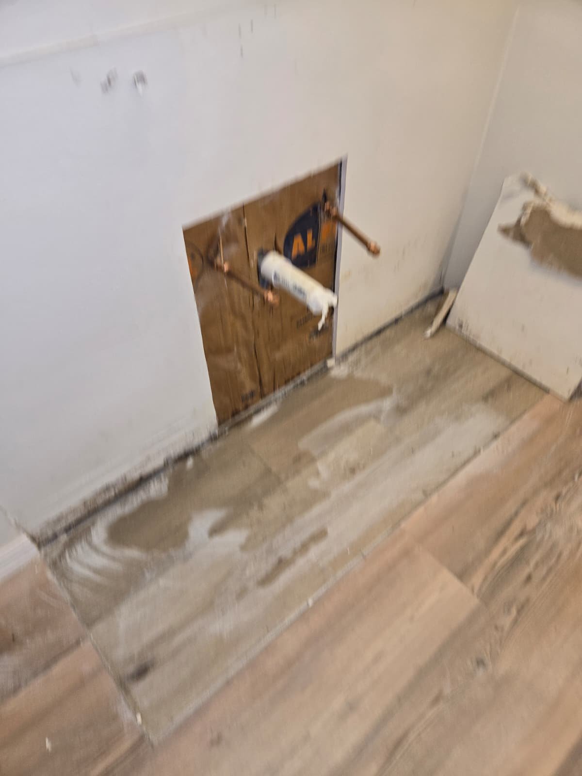 Exposed wall with pipes and insulation in Tampa, FL 33624.