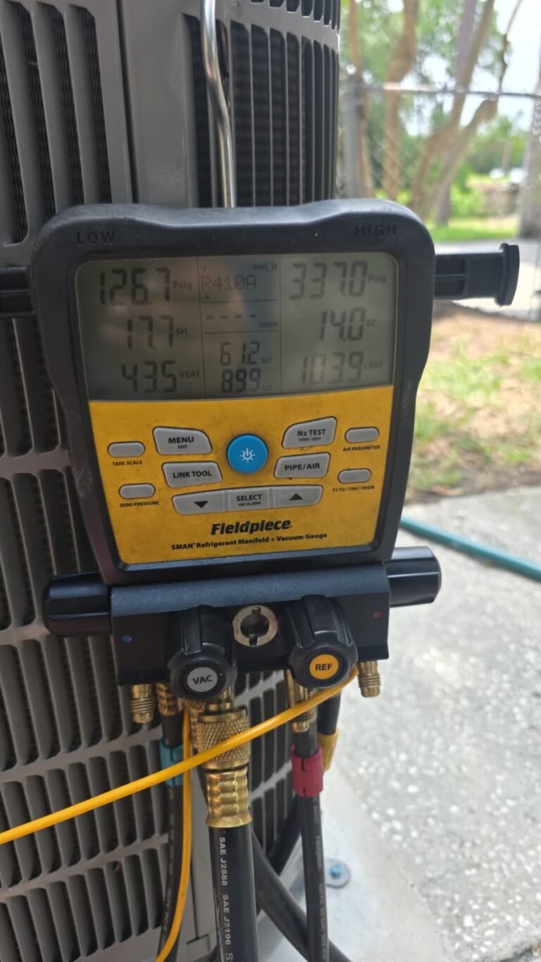 Pressure readings on Fieldpiece gauge in Holiday, FL 34691
