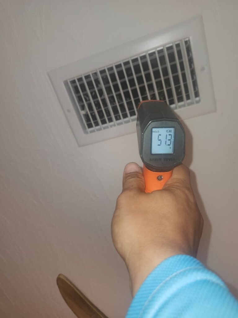 Second Temperature Gun Reading in Clearwater, FL 33764 Temperature gun reading near second air vent in Clearwater, FL 33764