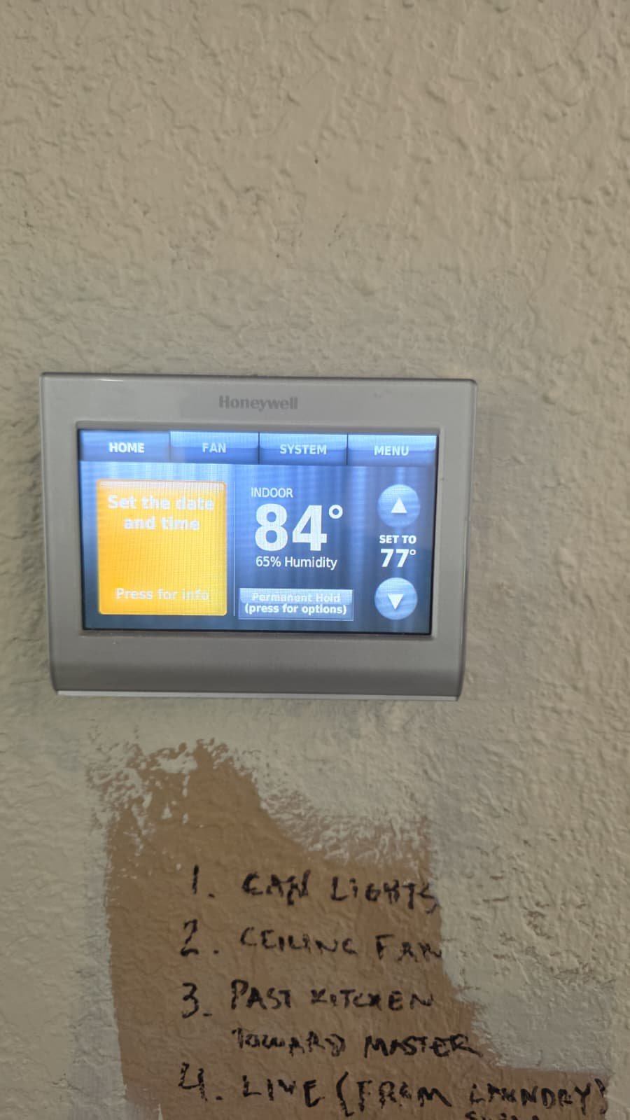 Thermostat Display - New Port Richey, FL 34655 Thermostat showing indoor temperature and humidity in New Port Richey, FL 34655.