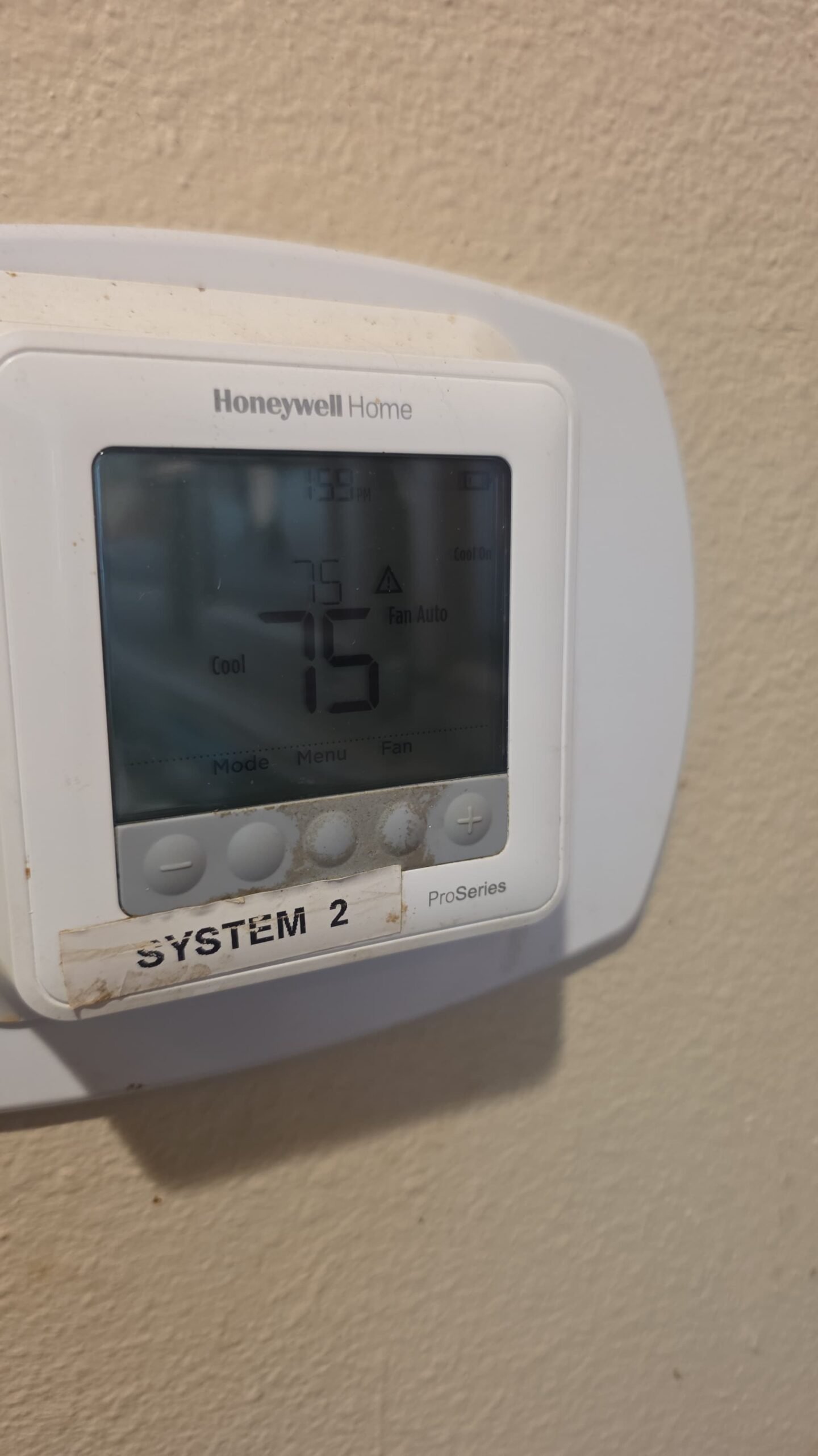 Honeywell thermostat at 75 degrees, Elite Therapy Visit #7, Bradenton, FL 34202.