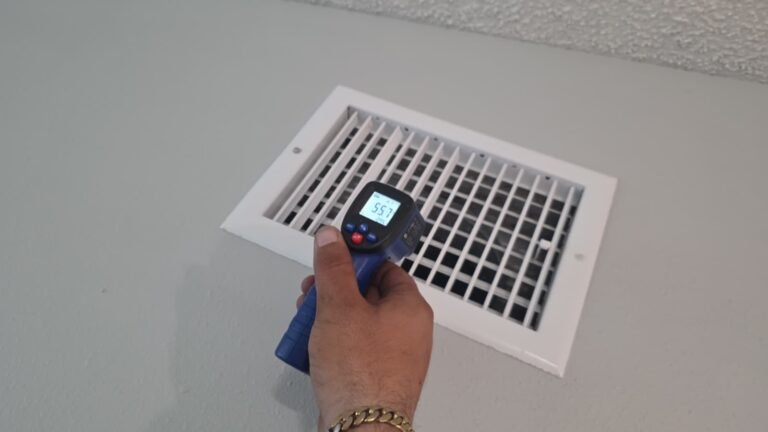 Infrared thermometer reading vent temperature in Holiday, FL 34691