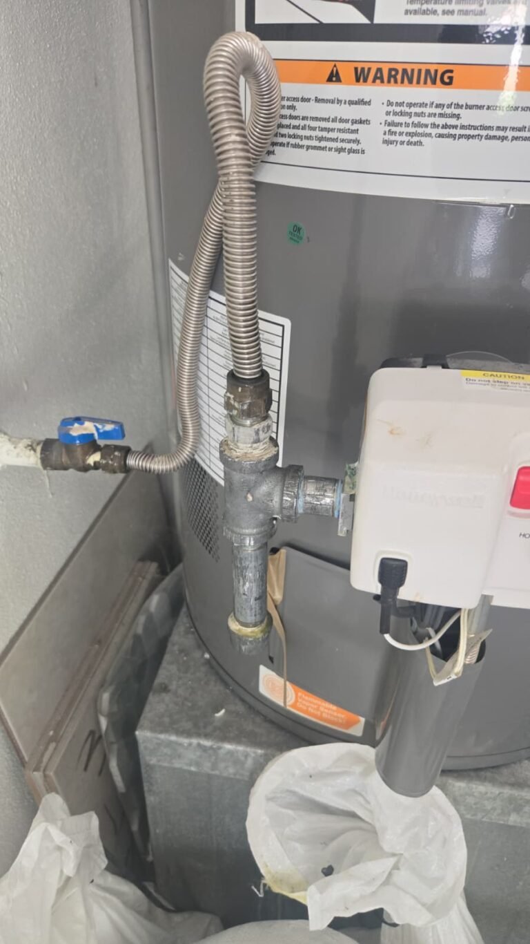 Close-up of water heater with pipes in Tampa, FL 33611