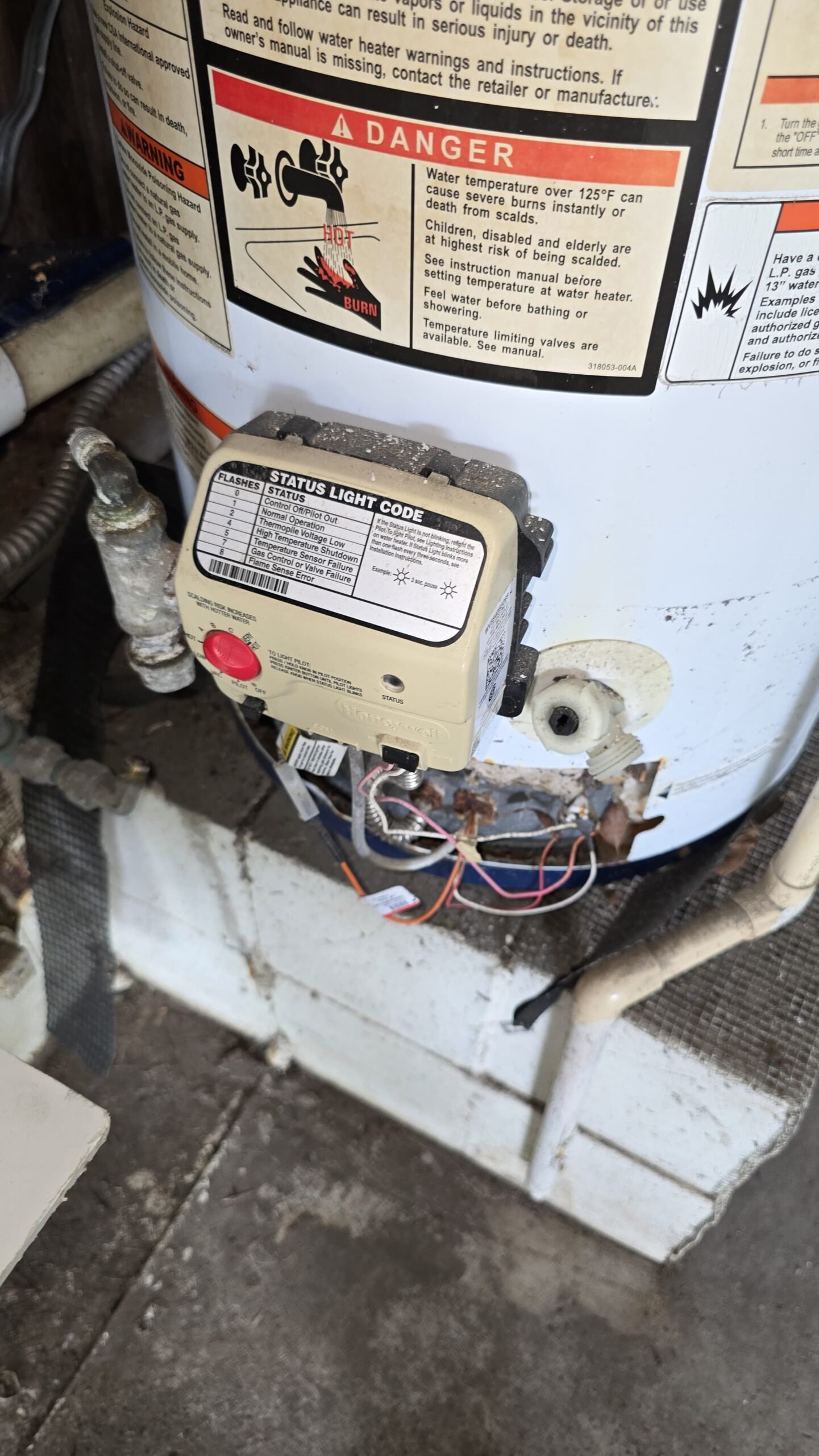 Water Heater Control Panel in Gulfport, FL 33707 Close-up of water heater control panel and wiring in Gulfport, FL 33707.