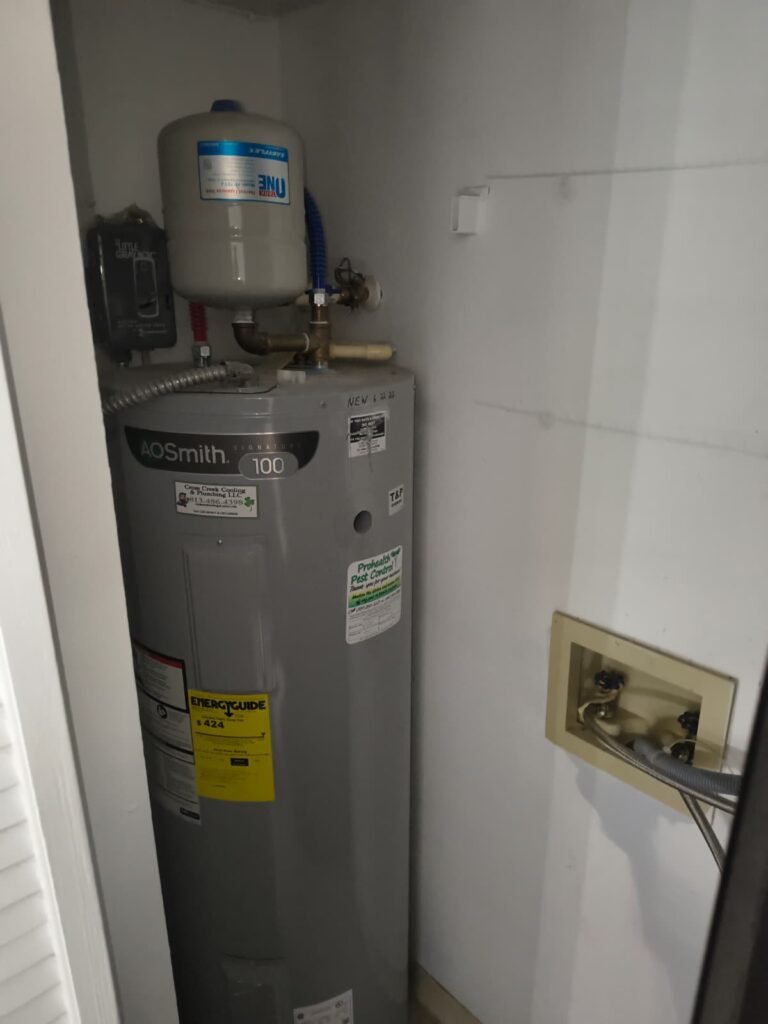 Water heater with an expansion tank in a closet in Tampa, FL 33647