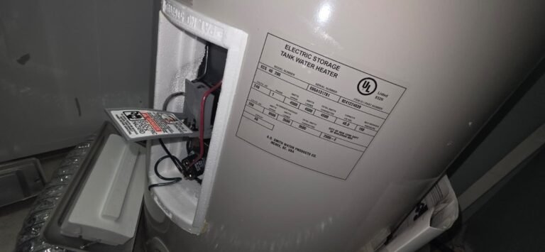 Close-up of water heater label in Wesley Chapel, FL 33545