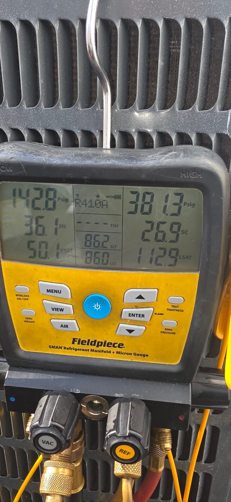 AC Tune-Up with Digital Gauge in Tampa, FL 33605 Digital manifold gauge used in AC tune-up, Tampa, FL 33605