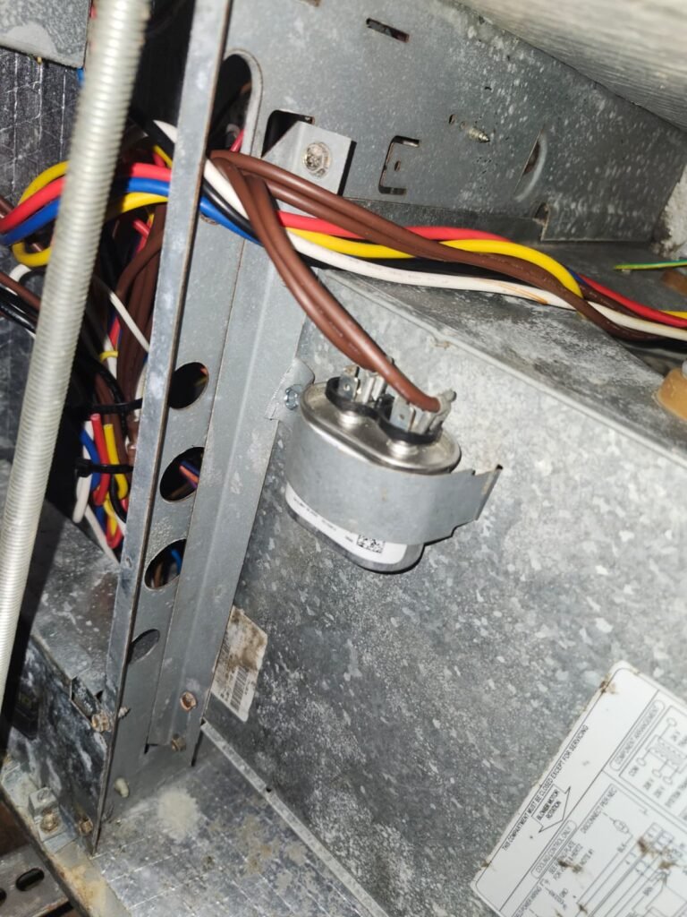 Capacitor and wiring detail in HVAC unit, New Port Richey, FL 34653