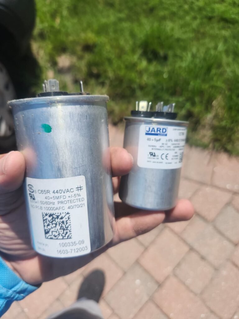 Capacitor Replacement in Lutz, FL 33558 Old and new capacitors in Lutz, FL 33558