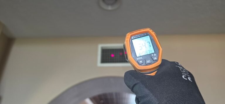 Infrared thermometer reading near ceiling vent, Trinity, FL 34655