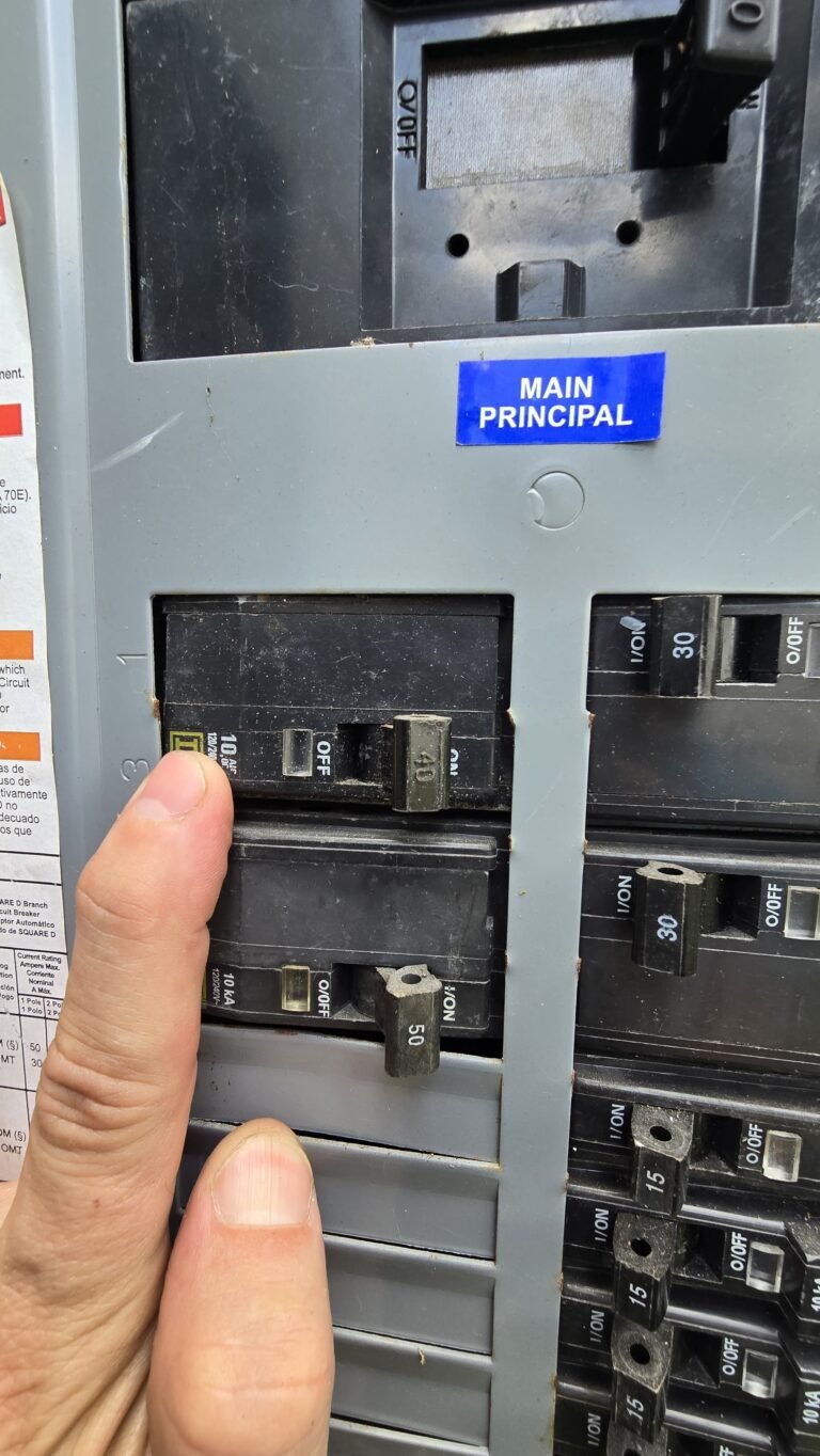 Circuit breaker panel with hand adjusting switch, Tampa, FL 33605