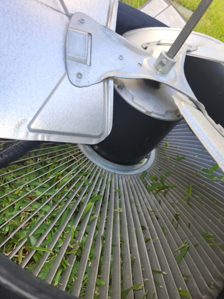Condenser fan blade and motor assembly close-up in Riverview, FL 33578
