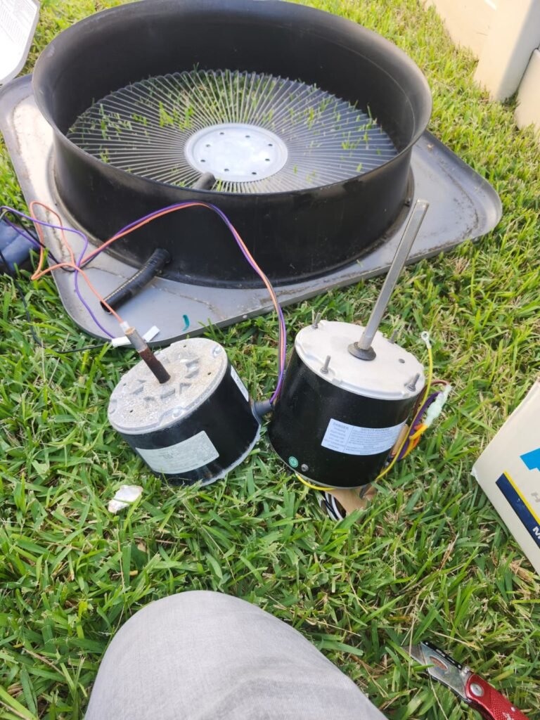 Old and new condenser fan motors for replacement in Riverview, FL 33578
