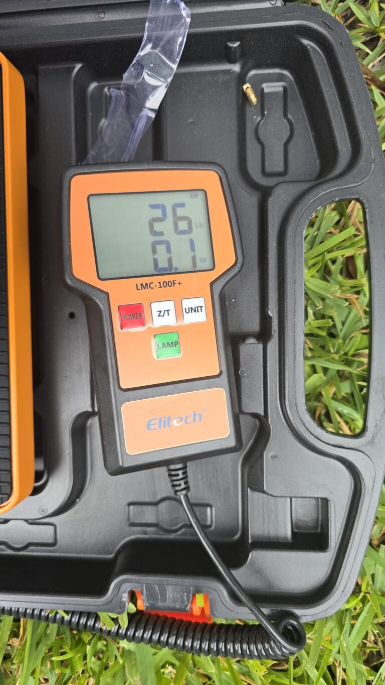 Digital Scale Used in HVAC Service in Tampa, FL 33624 Digital scale showing weight measurements during HVAC service in Tampa, FL 33624