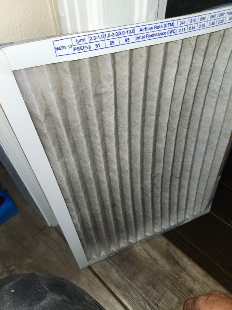 Dirty Air Filter in Tampa, FL 33625 Dirty air filter after maintenance visit in Tampa, FL 33625