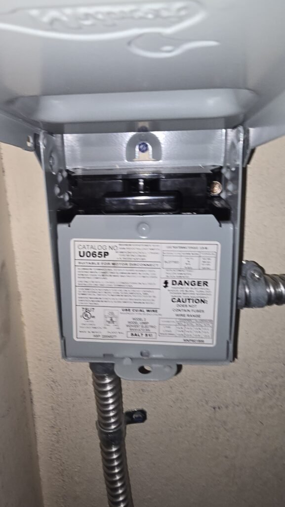 Inside an AC disconnect box in Tampa, FL 33606.