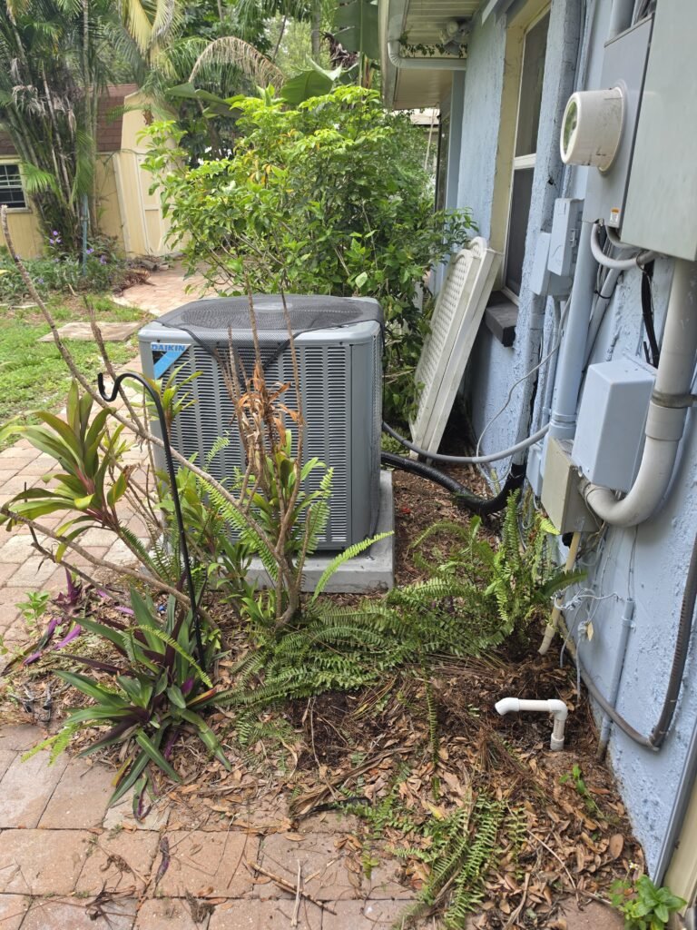 Exterior HVAC Unit with Plants in Tampa, FL 33611 Exterior HVAC condenser unit in Tampa, FL 33611 surrounded by plants.
