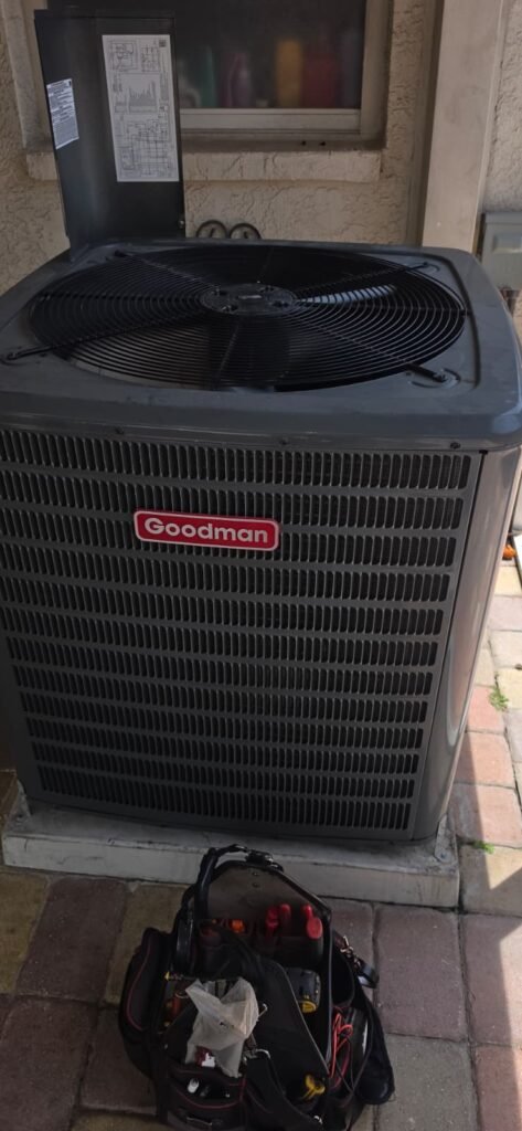 A new Goodman outdoor unit we installed in Brandon, FL 33511.