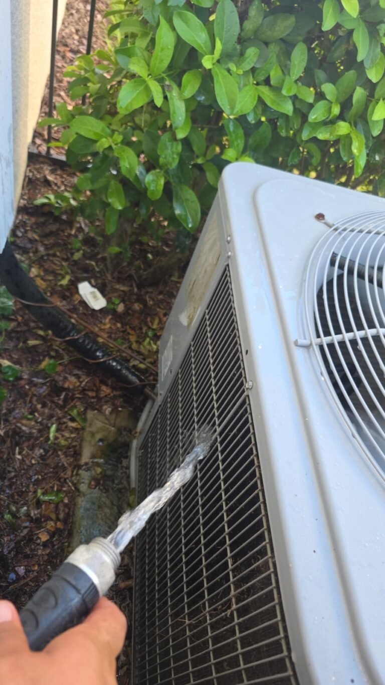 Hosing Down AC Unit in Wesley Chapel, FL 33543 Hosing down AC unit in Wesley Chapel, FL 33543