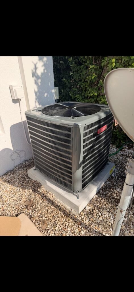 Outdoor HVAC condenser on gravel base, Ruskin, FL 33573