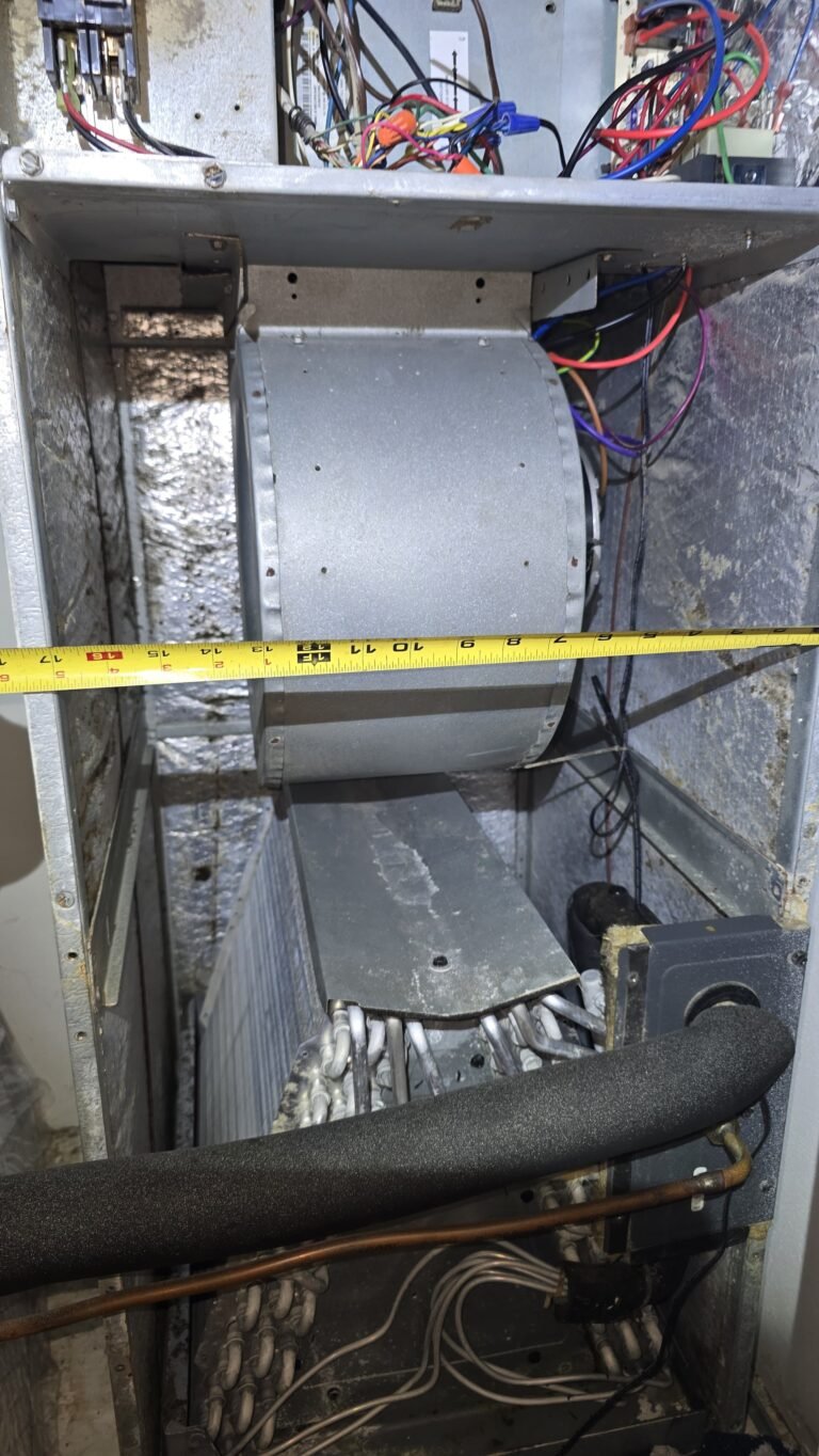 HVAC unit internal view with measurements in Brandon, FL 33511