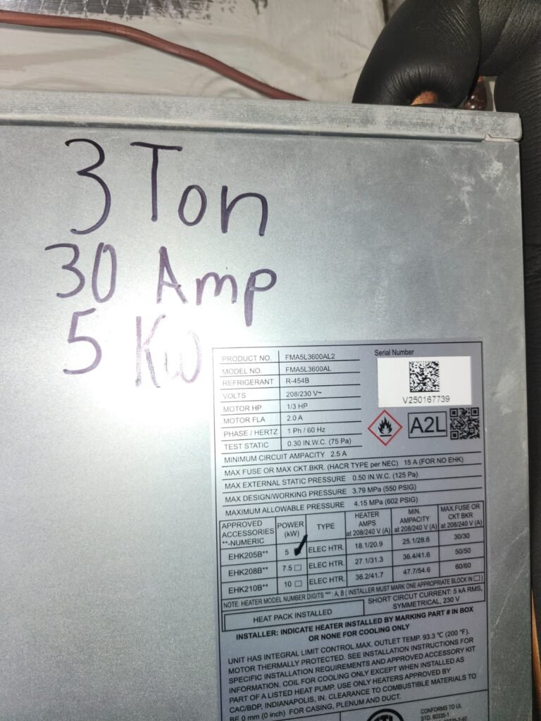 HVAC Unit Specifications in Tampa, FL 33604 HVAC unit specifications label in Tampa, FL 33604