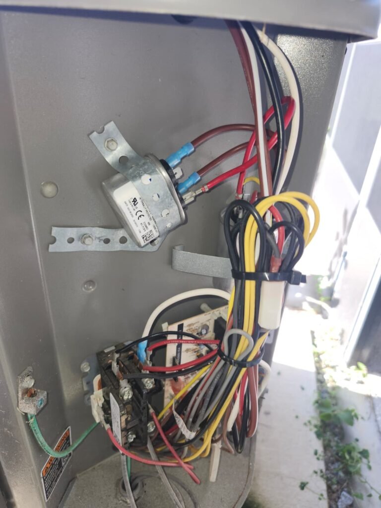 Close-up of HVAC unit wiring in Riverview, FL 33578