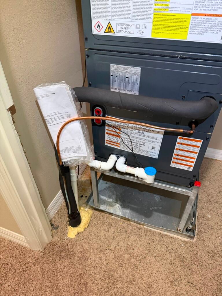 Indoor HVAC unit with piping in Zephyrhills, FL 33544
