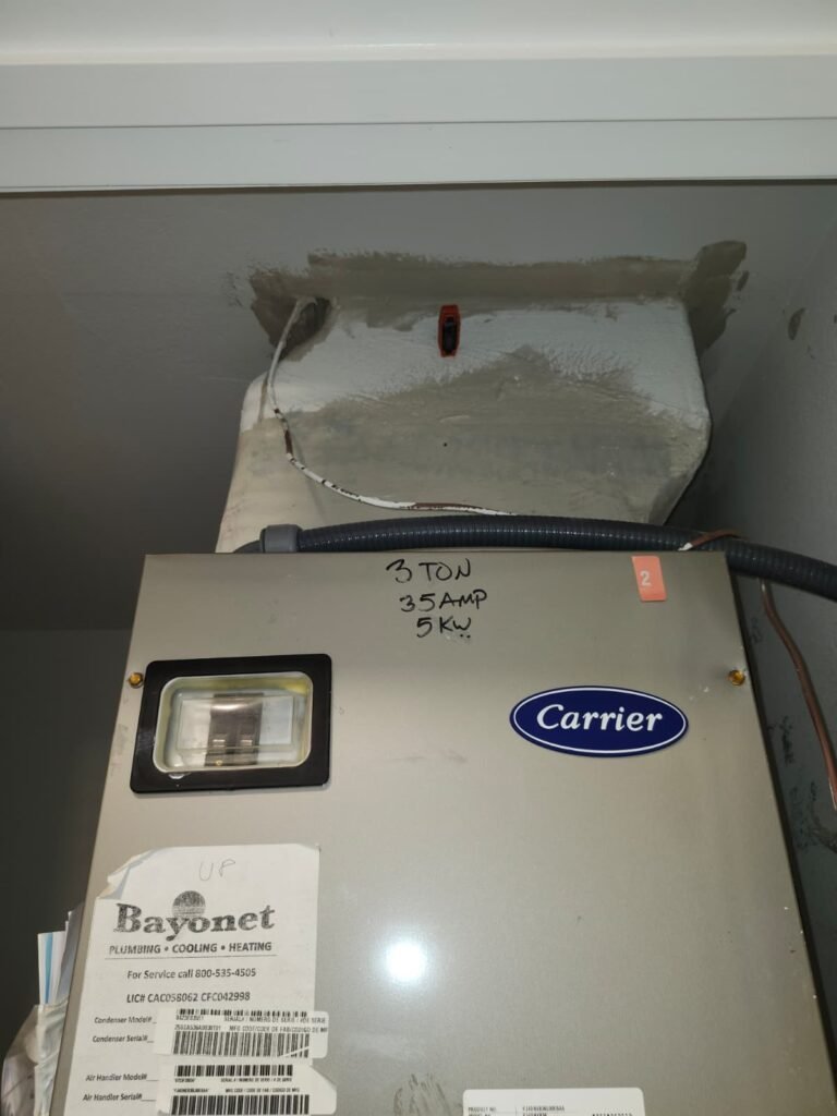 Installed Air Handler Unit in Tampa, FL 33647 Installed air handler unit in closet, Tampa, FL 33647