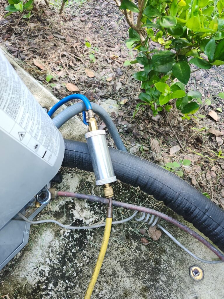 Refrigerant Lines on HVAC Unit in Tampa, FL 33647 Refrigerant lines connected to HVAC unit, Tampa, FL 33647