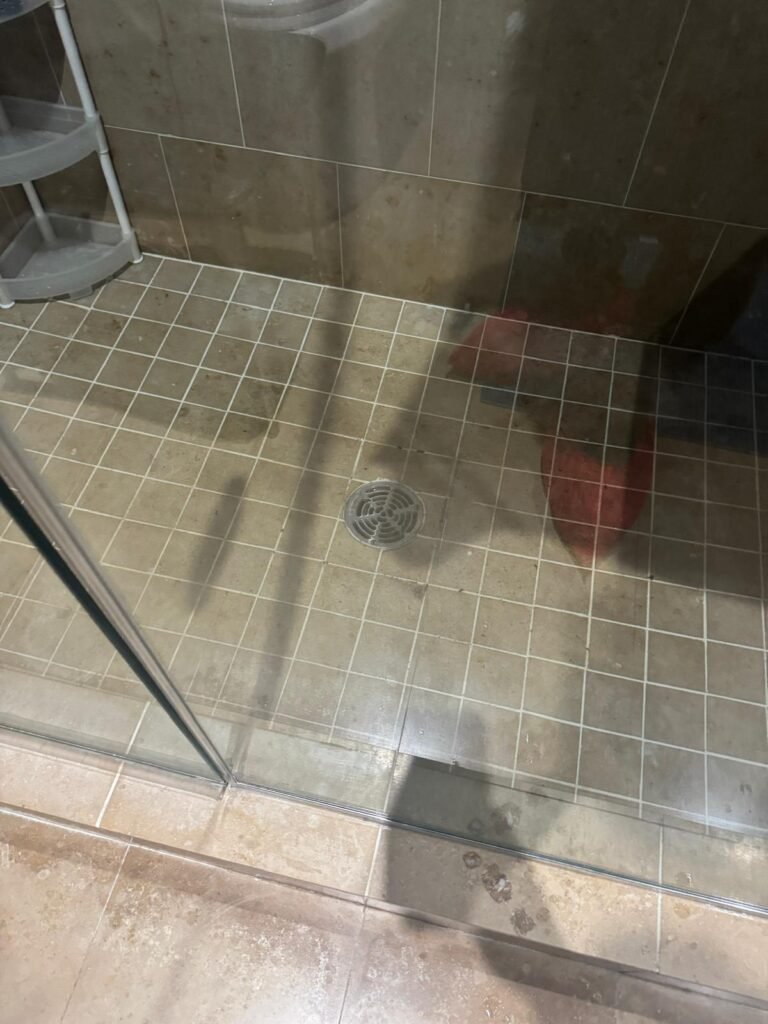 Shower Floor After Drain Unclogging in Tampa, FL 33602 Clean shower floor after drain unclogging, Tampa, FL 33602