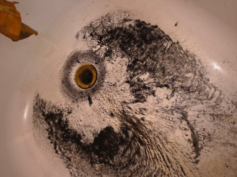 Sink Drain Residue Before Cleaning, Tampa, FL 33614 Sink with residue around drain before cleaning, Tampa, FL 33614