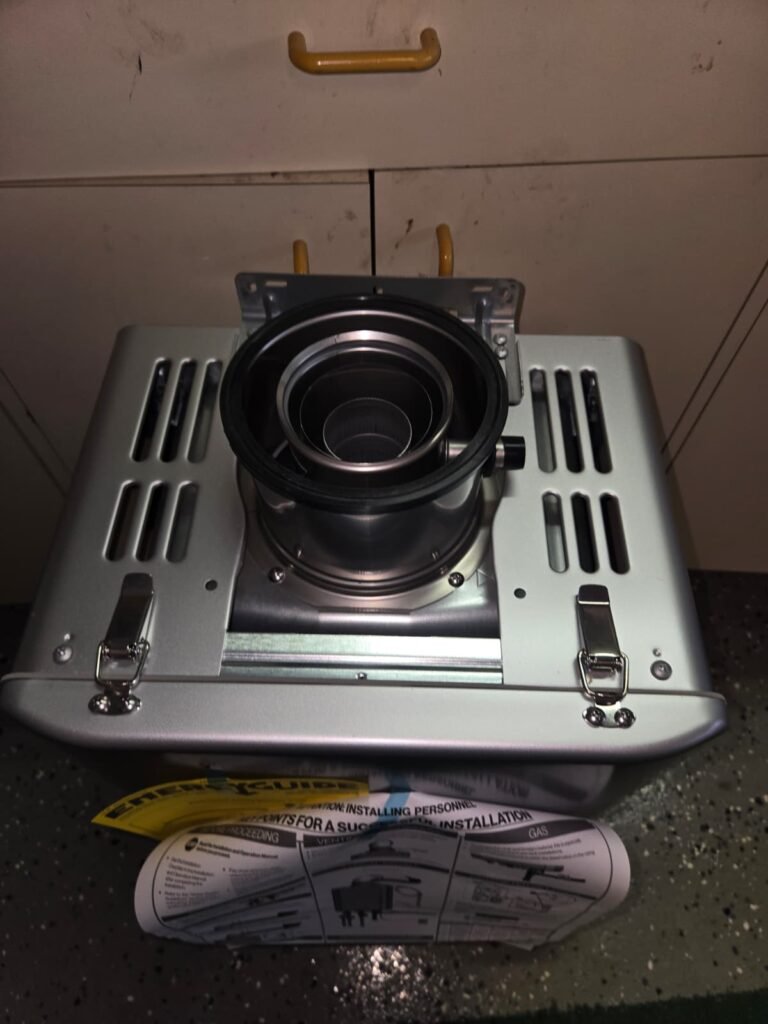 Top view of water heater with instructions in Palm Harbor, FL 34684.