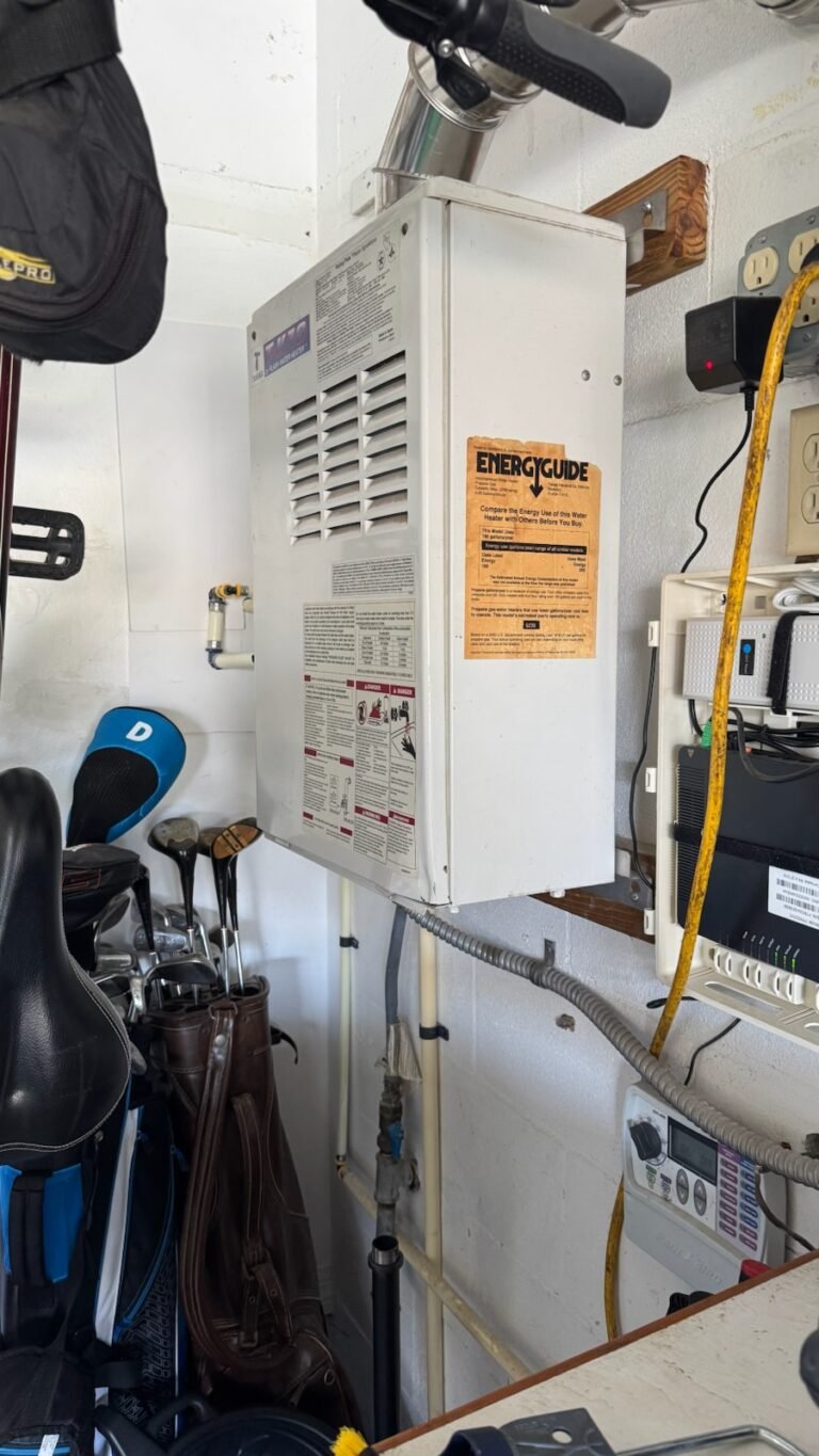 Installed water heater in Palm Harbor, FL 34684 garage setting.