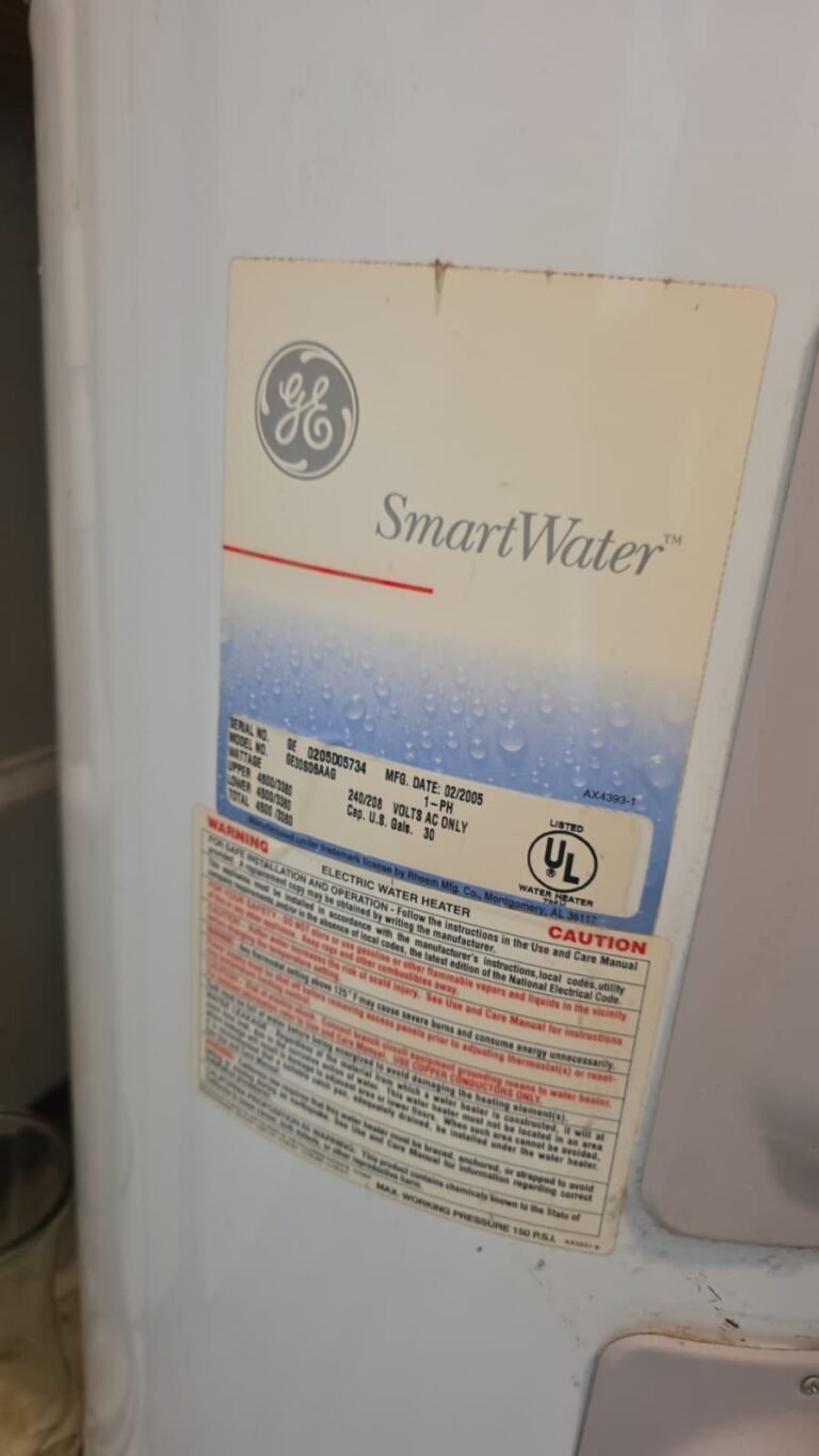 Water Heater Label in Lutz, FL 33559 Close-up of water heater label in Lutz, FL 33559