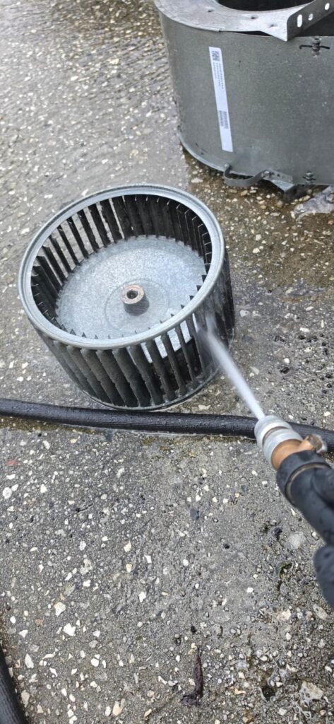 A blower wheel taken out of the air handler and washed in Tampa, FL 33624.