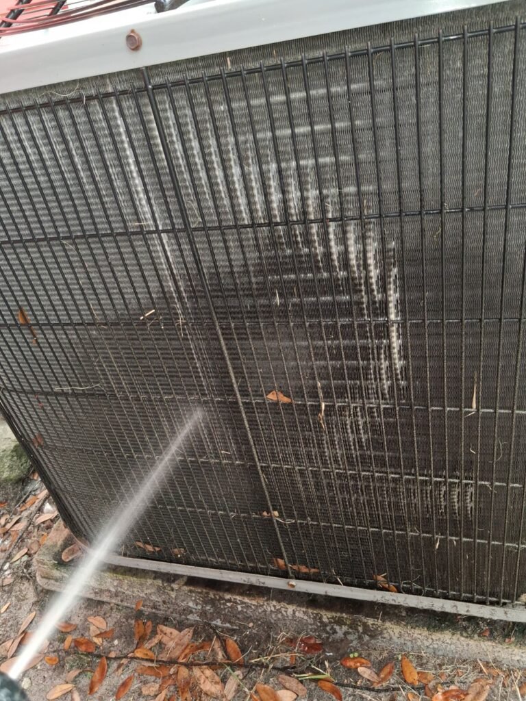 Front view of AC unit cleaning in Tampa, FL 33605