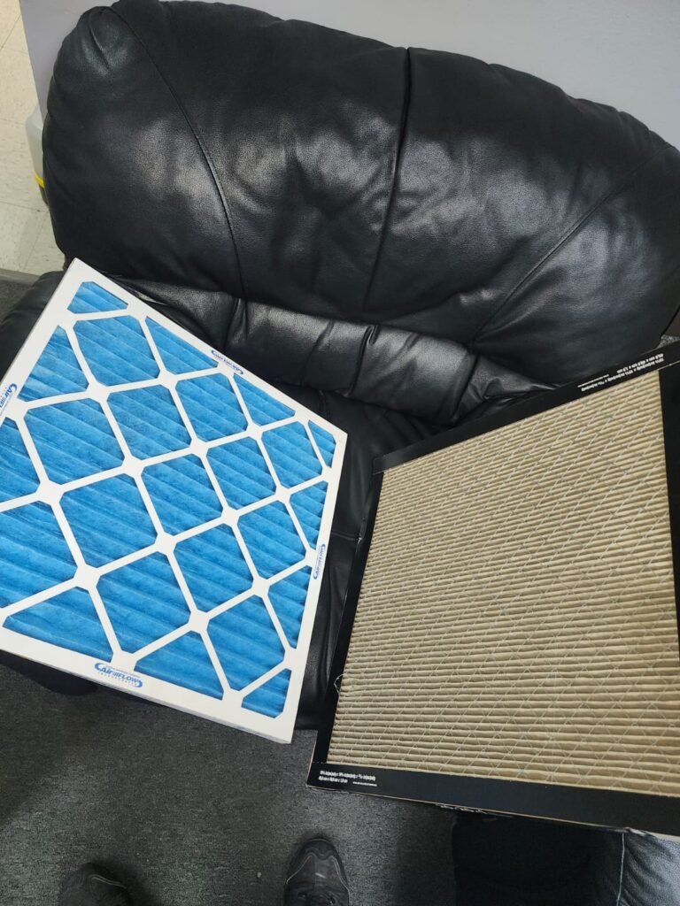 Comparison of clean and dirty air filters during HVAC service in Tampa, FL 33610