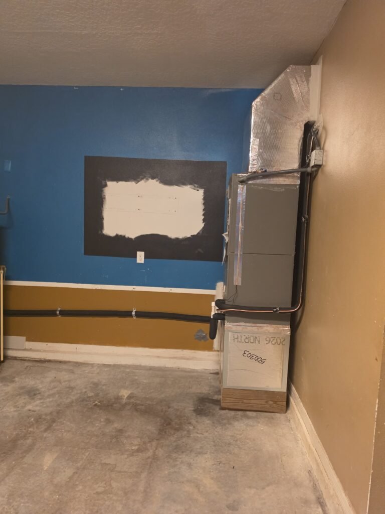 Air handler installation in Ruskin, FL 33570 showing ductwork.