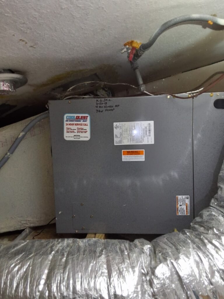 Air handler unit installed in attic, Tampa, FL 33635