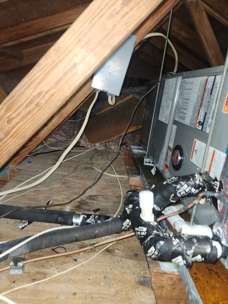 Air Handler with Piping in New Port Richey, FL 34655 Air handler with piping in attic, New Port Richey, FL 34655