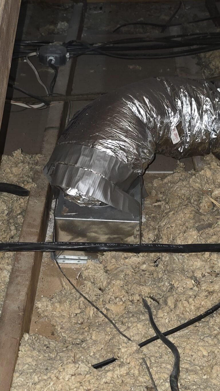 Ductwork with tape and insulation in attic, Tampa, FL 33615