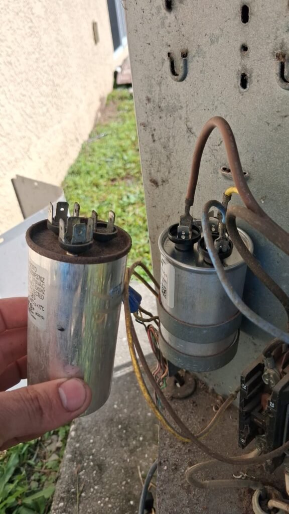 Replacing a capacitor at an outdoor unit in Riverview, FL 33578.