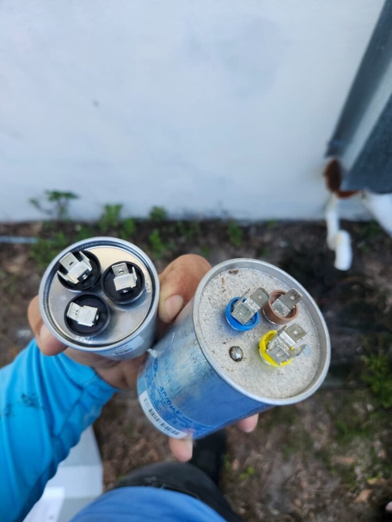 Capacitors Close-up in St. Petersburg, FL 33714 Close-up of capacitors with terminals in St. Petersburg, FL 33714