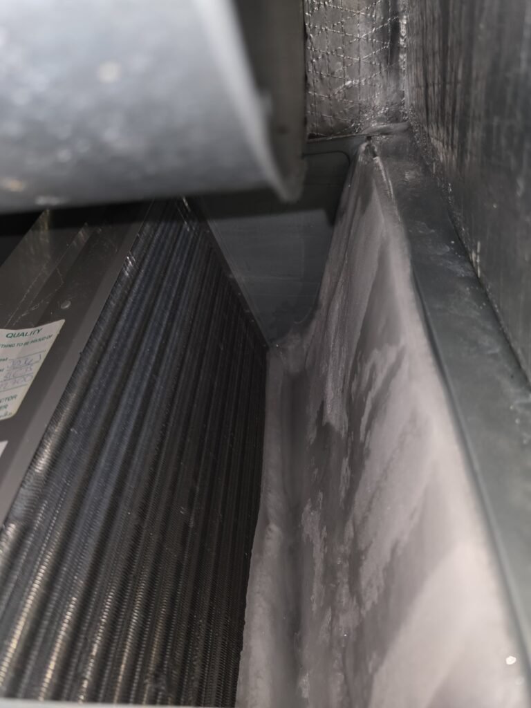 Close-up of frozen evaporator coil in Clearwater, FL 33756