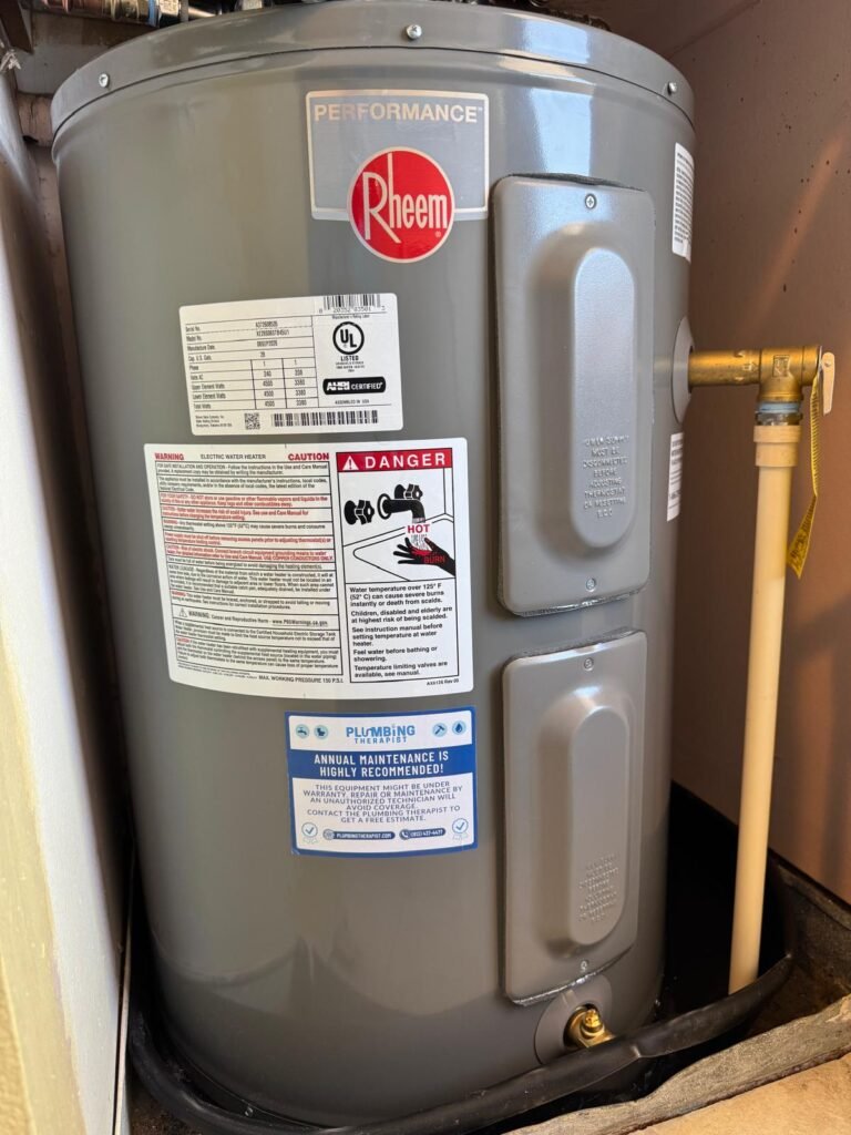 A Rheem Performance tank water heater in Redington Shores, FL 33708.