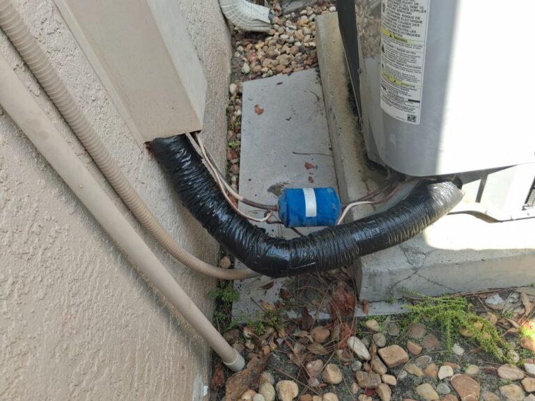 Copper lines with new insulation near outdoor unit, Tampa, FL 33635