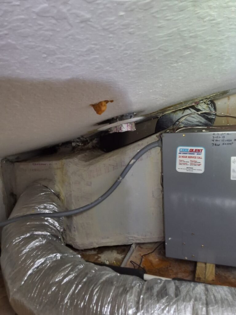 Ductwork and air handler unit in attic space, Tampa, FL 33635